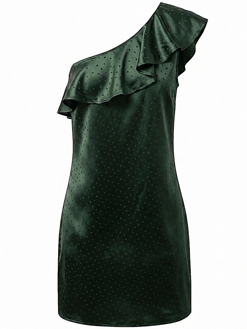 NWT! Madwell Silk One-Shoulder Emerald Green Ruffle Dress